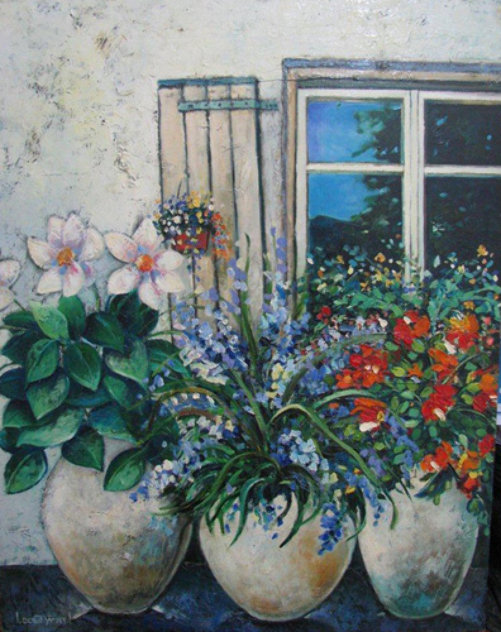 Flowers by the Window 2000 19x15 Original Painting by Dorit Levi