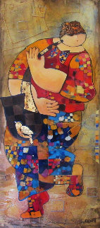 Solo Saxophone 2004 52x28 Super Huge Original Painting - Dorit Levi Solo Saxophone 2004 52x28 Super Huge Original Painting - Dorit Levi