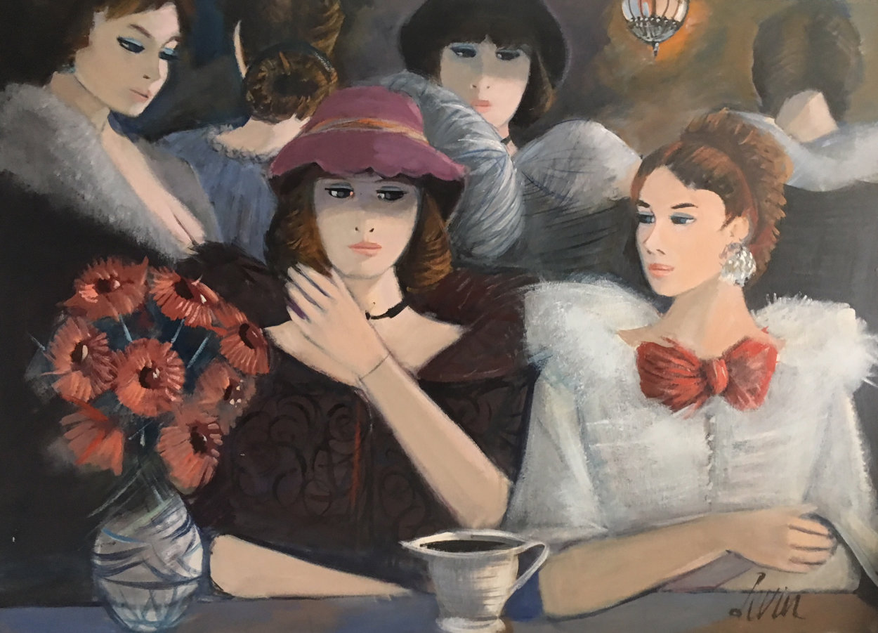 Le Cafe 1985 40x30 Super Huge Original Painting by Charles Levier Le Cafe 1985 40x30 Super Huge Original Painting by Charles Levier