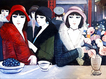 L'Heure Du The 30x40 Original Painting - Charles Levier L'Heure Du The 30x40 Original Painting - Charles Levier