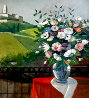 Untitled Landscape w Bouquet -  50x40 - Huge - Signed Twice Original Painting by Charles Levier - 0