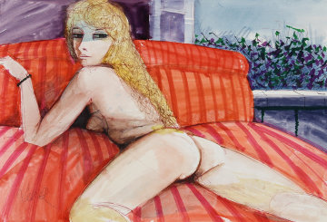 Untitled (Invitation) Nude 20x27 Watercolor - Charles Levier Untitled (Invitation) Nude 20x27 Watercolor - Charles Levier
