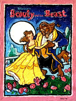 Beauty and the Beast 1996 33x26 Original Painting - Leslie Lew