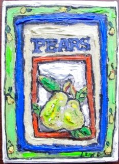Pears #2 7x5 Sculpted Monotype Original Painting - Leslie Lew Pears #2 7x5 Sculpted Monotype Original Painting - Leslie Lew