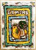 Lemons #8 7x5 Unique  Momotype Original Painting by Leslie Lew - 1