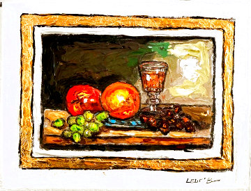 Still Life With Grapes 9x12 Unique Monotype Original Painting - Leslie Lew Still Life With Grapes 9x12 Unique Monotype Original Painting - Leslie Lew