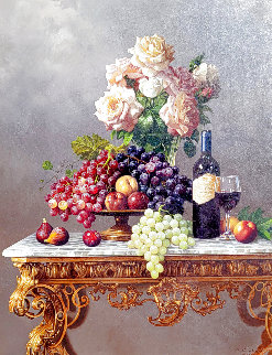 Roses and Fruit 41x51 Original Painting - Lex Gonzalez Roses and Fruit 41x51 Original Painting - Lex Gonzalez