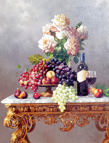 Roses and Fruit 2005 51x41 Huge Original Painting - Lex Gonzalez