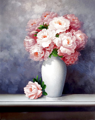 Pink Roses 30x24 Original Painting - Lex Gonzalez