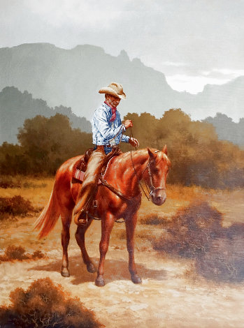 Lone Rider 40x30 - Huge Original Painting - Lex Gonzalez