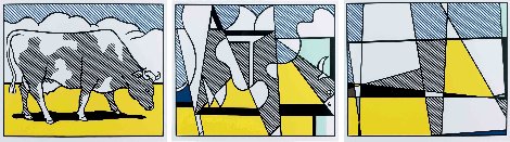 Cow Going Abstract (Triptych) 3-piece Poster Set 1982 Limited Edition Print - Roy Lichtenstein