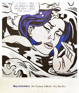 \'Drowning Girl\' Hand Signed Exhibition Poster 1996 HS Limited Edition Print - Roy Lichtenstein \'Drowning Girl\' Hand Signed Exhibition Poster 1996 HS Limited Edition Print - Roy Lichtenstein