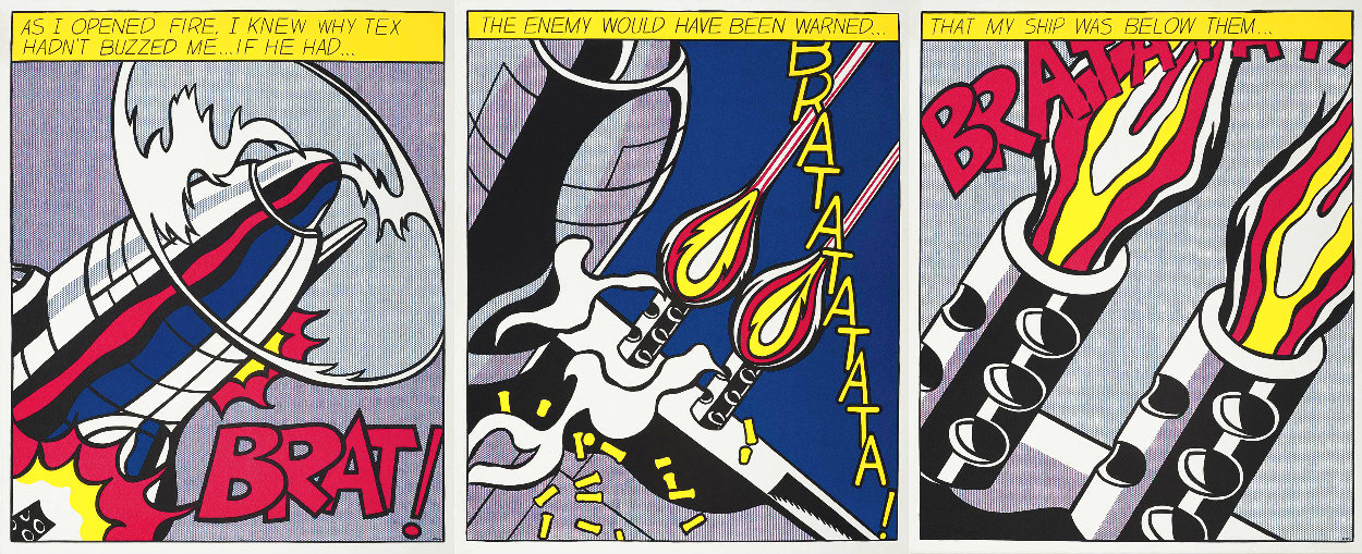As I Opened Fire 1983 Triptych Limited Edition Print by Roy Lichtenstein As I Opened Fire 1983 Triptych Limited Edition Print by Roy Lichtenstein
