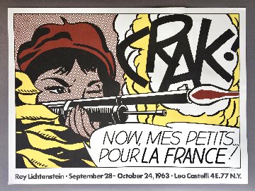Crak! Rare Hand Signed Leo Castelli Exhibition Poster HS Limited Edition Print - Roy Lichtenstein Crak! Rare Hand Signed Leo Castelli Exhibition Poster HS Limited Edition Print - Roy Lichtenstein