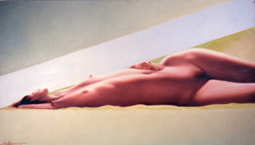 Perspective of a Woman 1990 26x46 Original Painting - Frank Licsko Perspective of a Woman 1990 26x46 Original Painting - Frank Licsko