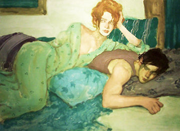Seduction in Blues And Greens 1994 Limited Edition Print - Malcolm Liepke Seduction in Blues And Greens 1994 Limited Edition Print - Malcolm Liepke
