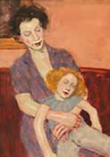 Mother and Doll Watercolor 2000 25x23 Original Painting - Malcolm Liepke Mother and Doll Watercolor 2000 25x23 Original Painting - Malcolm Liepke