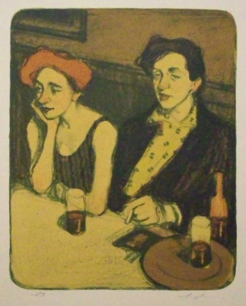Couple in Cafe PP Limited Edition Print by Malcolm Liepke
