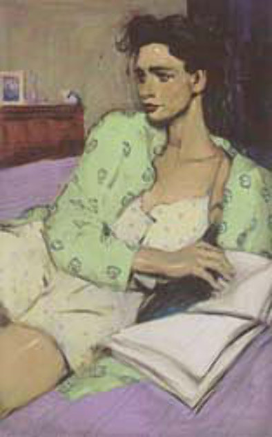 Reading in Bed 2002 Limited Edition Print by Malcolm Liepke