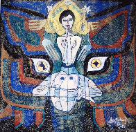 Pray 1987 50x48 Super Huge Original Painting by Jiang Li - 4 Pray 1987 50x48 Super Huge Original Painting by Jiang Li - 4