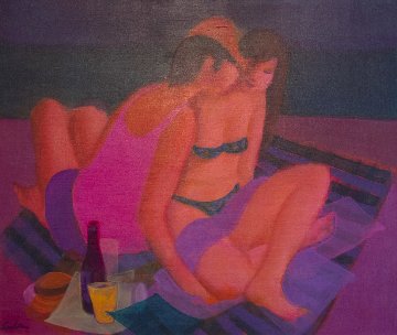 At the Seashore 40x34 Original Painting - Gustav Likan At the Seashore 40x34 Original Painting - Gustav Likan