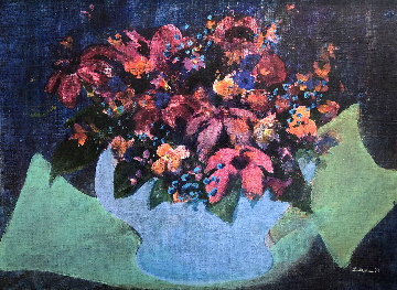 Flowers 1972 20x25 Original Painting - Gustav Likan Flowers 1972 20x25 Original Painting - Gustav Likan