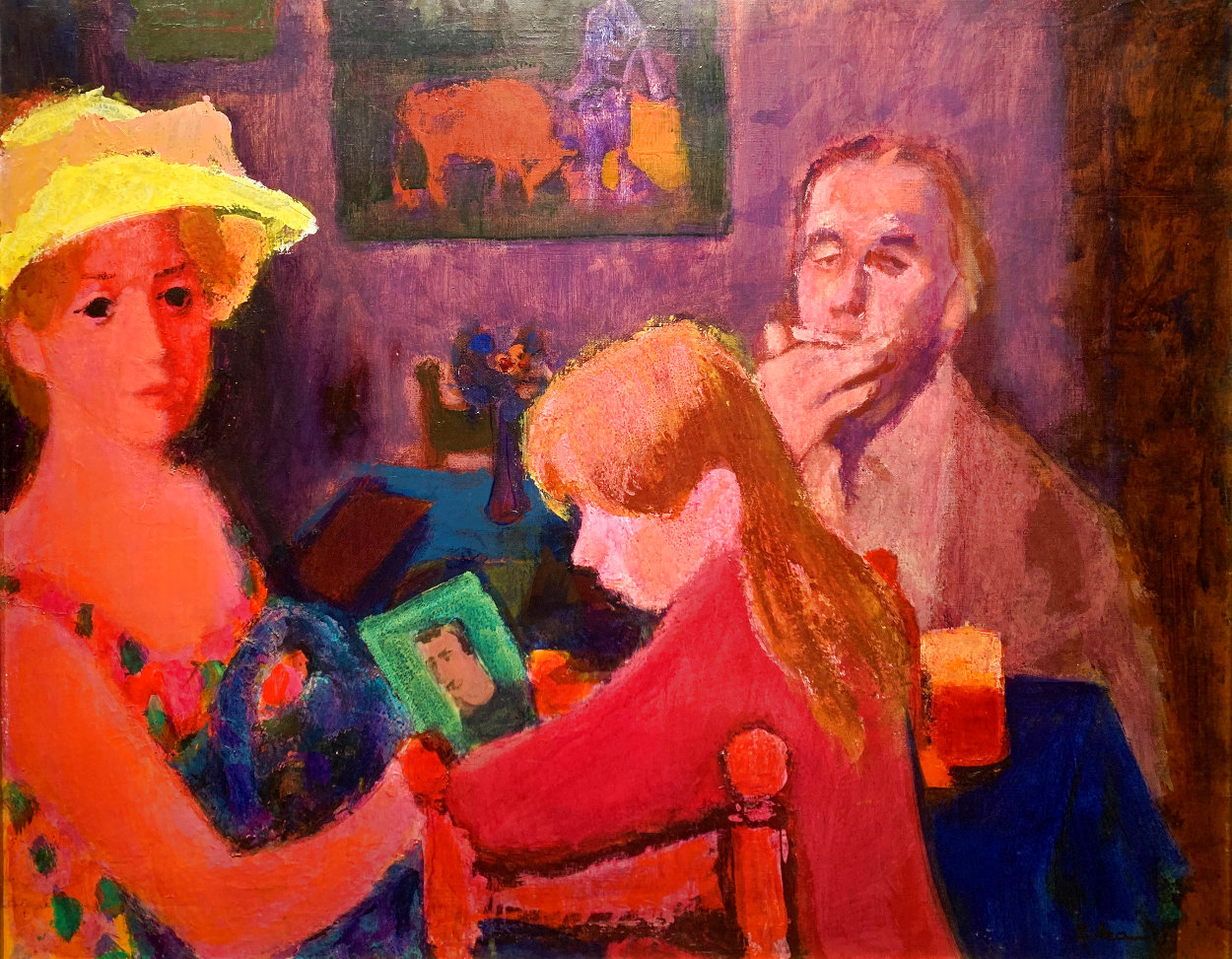Untitled Portrait of a Family 37x45 Huge Original Painting by Gustav Likan