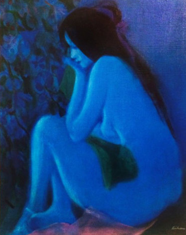 Blue Nude 40x34 Huge Original Painting - Gustav Likan