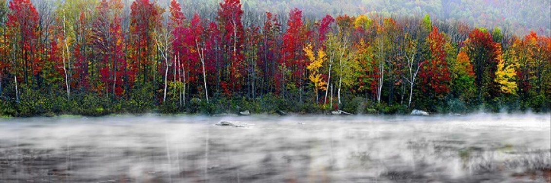 Misty River 2.4M - Epic Mural Size - New Hampshire Panorama by Peter Lik