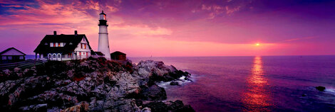 Guardians of the Cliffs 1.5M Portland,  Maine Panorama - Peter Lik