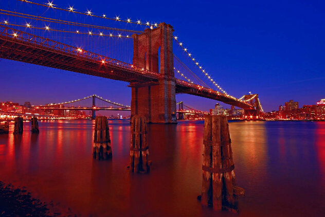 Echoes of Brooklyn 1M - Ash Wood Frame - New York NYC Panorama by Peter Lik