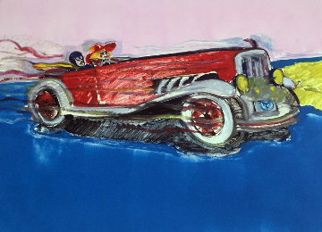 Full Throttle in the Duesenburg Monoprint 1980 29x35 Works on Paper (not prints) - Earl Linderman Full Throttle in the Duesenburg Monoprint 1980 29x35 Works on Paper (not prints) - Earl Linderman