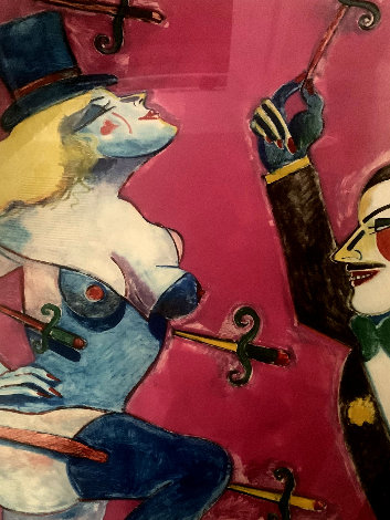 Doktor Thrill and Snakelady of the Carnival - Monotype 45x34 Original Painting - Earl Linderman