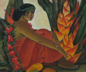 Lady in Red 35x41 Original Painting - Zhou Ling Lady in Red 35x41 Original Painting - Zhou Ling