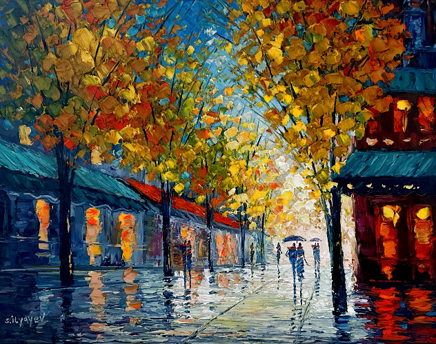 Rainy Boulevard IV 2021 32x26 Original Painting by Slava Ilyayev
