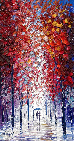 Quiet Wintery Walk 2015 41x27 - Huge Original Painting - Slava Ilyayev