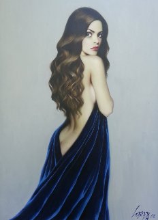 Girl in Blue 2001 53x37 Original Painting - Taras Loboda Girl in Blue 2001 53x37 Original Painting - Taras Loboda