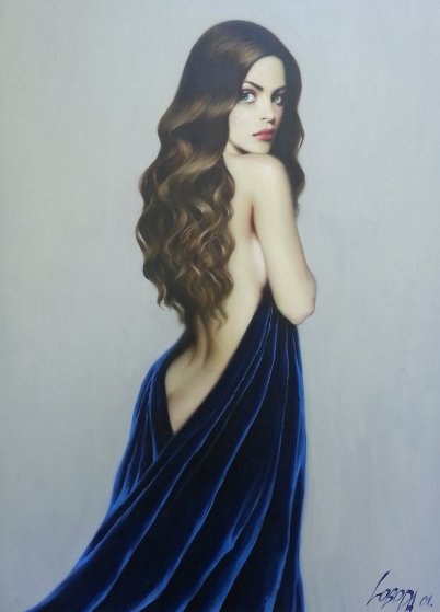 Girl in Blue 2001 53x37 Original Painting by Taras Loboda Girl in Blue 2001 53x37 Original Painting by Taras Loboda