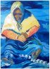 Fisherwoman Watercolor 1988 39x31 Watercolor by Ramon Lombarte - 0
