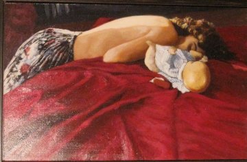 Rojo 1996 15x20 Original Painting - Ramon Lombarte