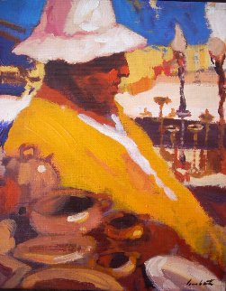 Candles Men 1987 10x8 Original Painting - Ramon Lombarte Candles Men 1987 10x8 Original Painting - Ramon Lombarte