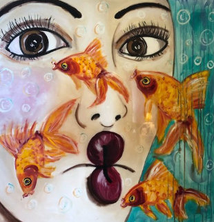 Fish Face  2007 40x40 Original Painting - Ashley Longshore