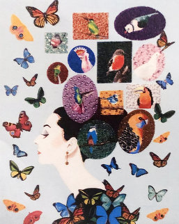 Audrey Hepburn Butterfly and Birds 2020 60x48 Huge Original Painting - Ashley Longshore Audrey Hepburn Butterfly and Birds 2020 60x48 Huge Original Painting - Ashley Longshore