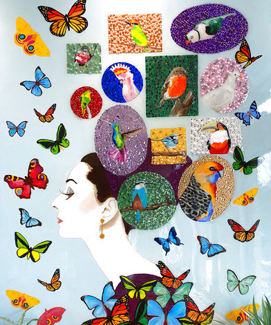 Audrey Hepburn Butterfly And Birds Original Painting - Ashley Longshore