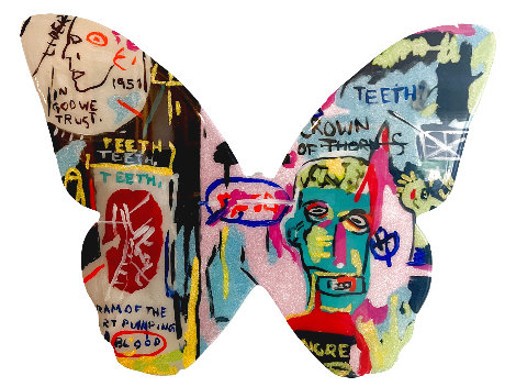 Basquiat Butterfly Acrylic Sculpture 2019 12x12 Sculpture - Ashley Longshore