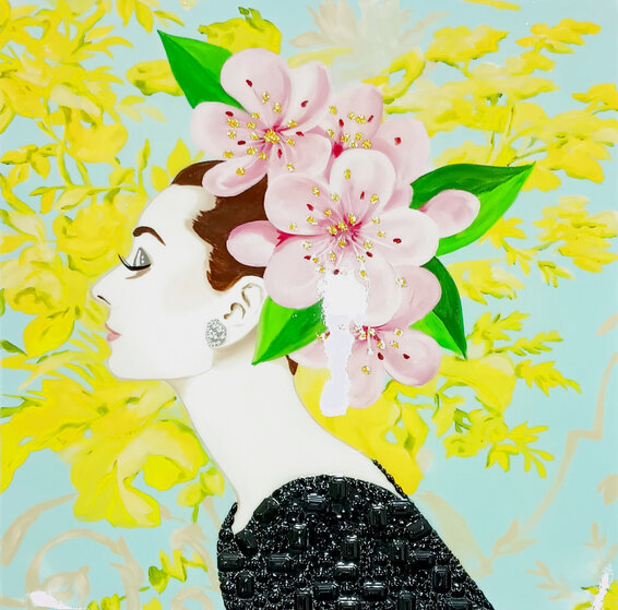 Audrey Hepburn 2021 Acrylic on Canvas by Ashley Longshore - For