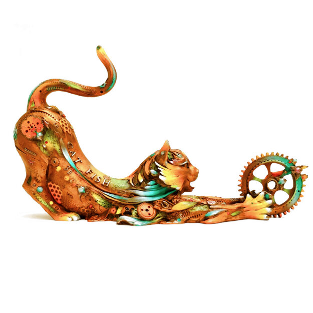 Catfish Lily (Large) Bronze Sculpture 2013 19 in - w/ Giclee Sculpture - Nano Lopez