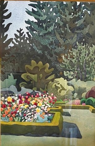 Garden's At Shoreacres Watercolor 1994 21x17 Watercolor - Carolyn Lord