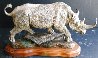 Heavy Duty Rhino Bronze Sculpture 25 in Sculpture by Lorenzo Ghiglieri - 1