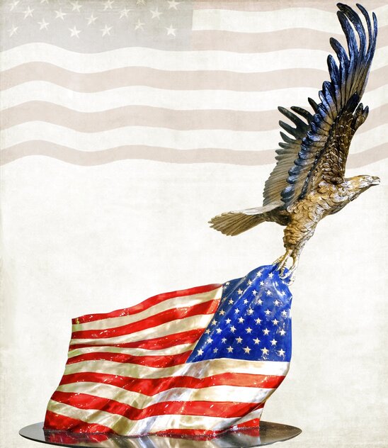 Ascending Courage II Bronze Sculpture 1996 67 in - Presidential Patriots Collection, Monumental Size by Lorenzo Ghiglieri